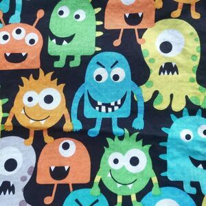JOANN Monster Fabric 2/3 Yard Approx 24 x 40 Black Multicolor Whimsical Kids